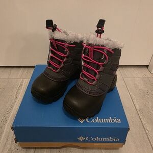 Columbia Youth Black and Pink Snow Boots